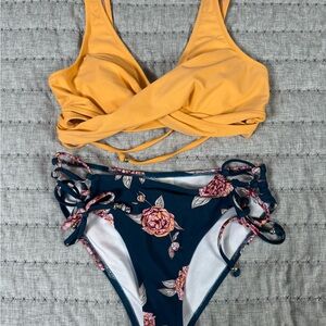 Cupshe Orange Bikini Top and Floral Bottoms